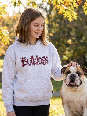 Bulldogs MSU Youth Rugger Hoodie GREY HEATHER  Small Medium Large